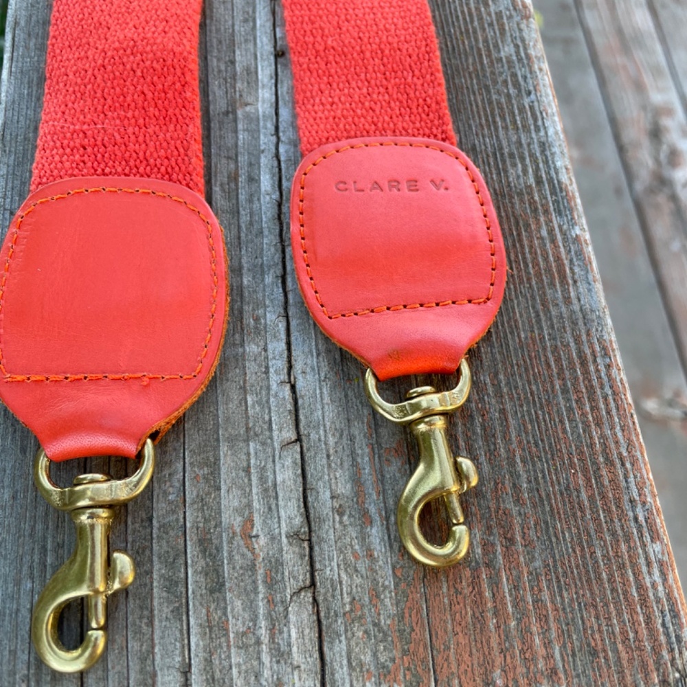 Clare V Red Canvas & Leather Bag Strap - Picture 2 of 2